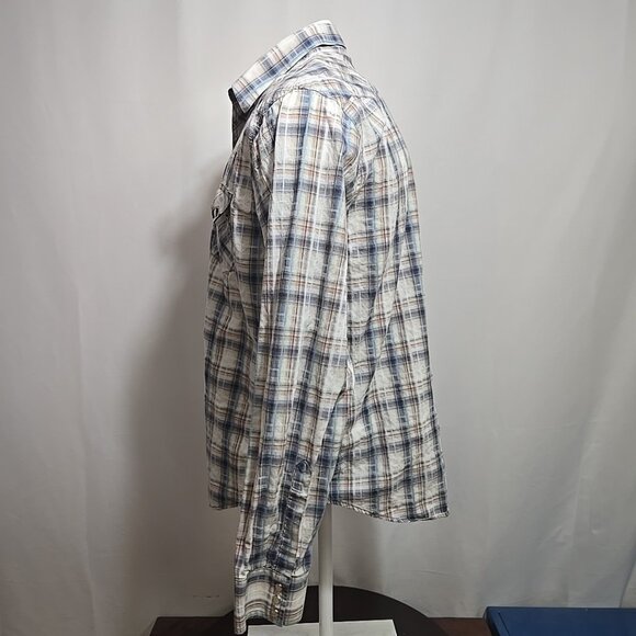 VTG Wrangler Sawtooth Shirt Mens Approx Size XL Pearl Snap Rockabilly Western - Picture 2 of 8